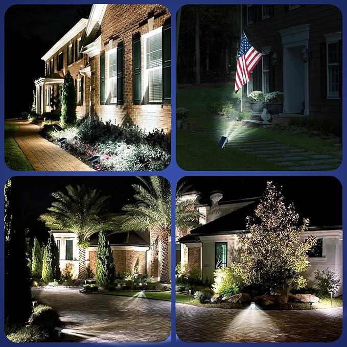 EIUIO Solar Outdoor Lights, 3 Lighting Modes Solar Spot Lights Outdoor with Auto On/Off, Waterproof Landscape Lighting for Garden Yard Lightupyourlife
