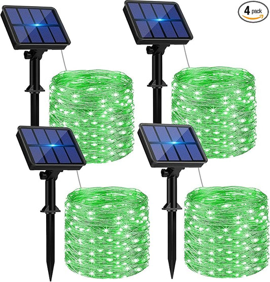 btfarm 4 Pack St Patricks Day Fairy Lights, 320LED 132FT Green Solar String Lights Outdoor Waterproof, 8 Modes Solar Twinkle Lights Irish Decorations for Tree Party Christmas Garden Yard Wedding btfarmdecorativelighting