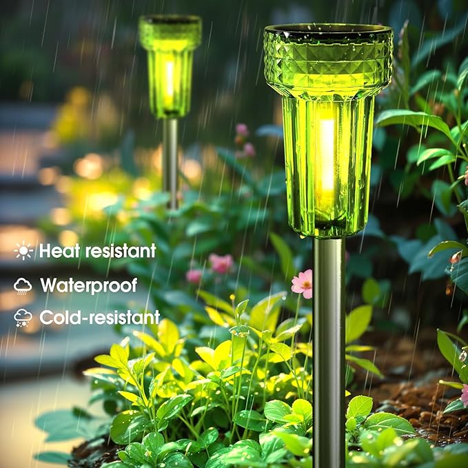 St Patricks Day Decorations Solar Pathway Lights Outdoor,Green Solar Lights LED Waterproof, St. Patrick's Day Solar Lights Auto Dusk-to-Dawn for Yard, Path, Garden, Walkway, Landscape 8 Pack DERAYSIONSolarLighting