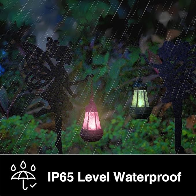 Solar Fairy Garden Lights Outdoor – Spring Decorations Yard Ornaments, Color-Changing LED Fairy Statue with Lantern, Solar Powered Garden Stakes for Patio, Lawn & Pathway Decor (Set of 2) PowerUpwiththeSun