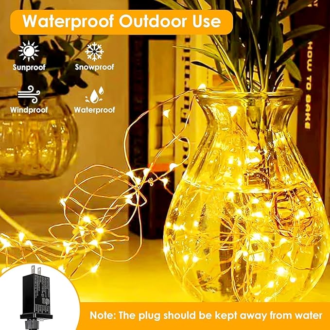 2Pack Each 66Ft 200LED Christmas Fairy Lights Plug in with Remote, Waterproof Twinkle Lights Outdoor Indoor, String Lights 8 Modes with Timer for Girl's Room Garden Christmas Decorations (Warm White) BHCLIGHT