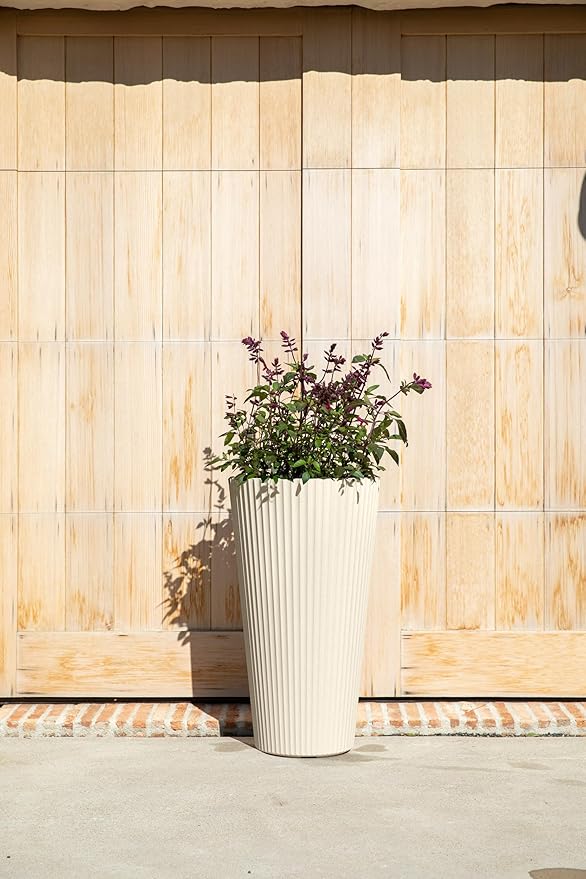 Veradek Demi Series Tall Planter for Porch, Patio, Backyard | Durable Plastic-Stone Composite Material | Modern Décor for Tall Plants, Grasses VeradekOutdoor