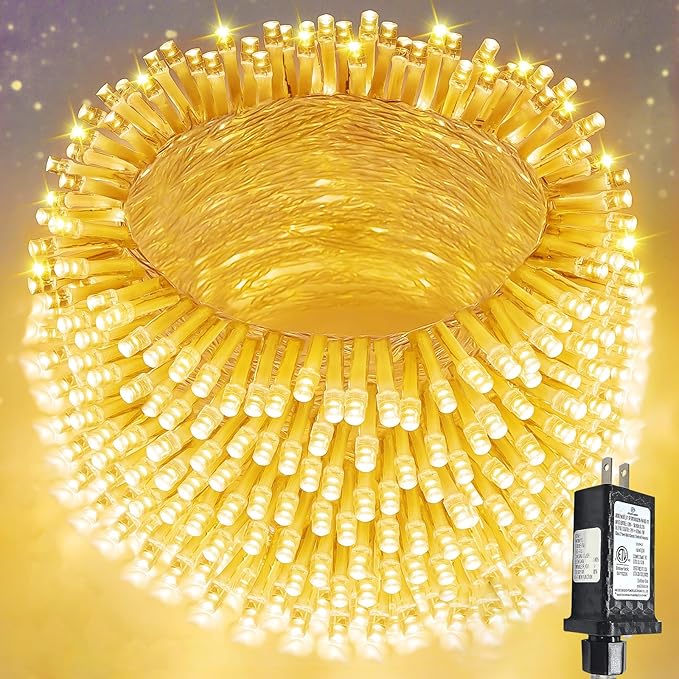 Extra-Long 300LED Christmas Lights Outdoor Indoor, Upgraded Warm White String Lights for Bedroom, Waterproof 13 Modes Plug in Twinkle Fairy String Lights for Home Party Wedding Garden (Warm White) SANJICHA