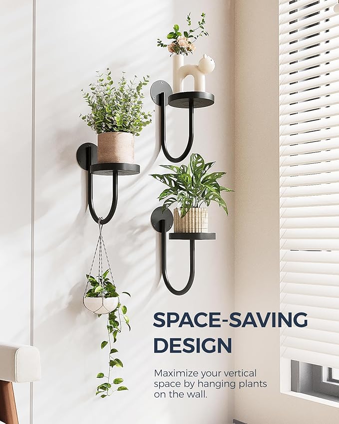 Bamworld Hanging Planters for Indoor Plants Wall Plant Holder Plant Hanger Indoor Wall Planters Window Plant Shelves Hanging Plant Holder Window Plant Hanger Plant Decor Black 3pcs Bamworld