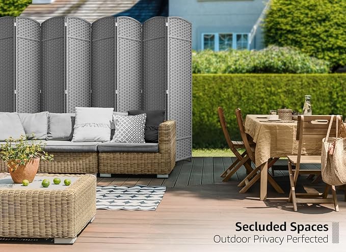 Sorbus 8 Panel Room Divider 6 ft. Tall - Privacy Screen, Extra Wide Double Hinged Panels, Mesh Hand-Woven Design, Partition Room Dividers and Folding Privacy Screens, Wall Divider for Room Separation Sorbus