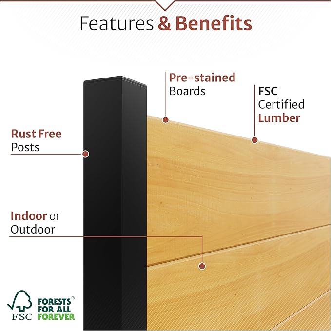 5ft H x 3.2ft W (1 Panel) No Dig Enclo Fairmont Cedar Wood Privacy Screen, Great to Hide Trash Cans, Decorative Patio Privacy Screen, Outdoor Privacy Fence Panel, Air Conditioner Fence, EC18043 Enclo