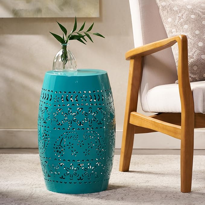 Christopher Knight Home Ruby Outdoor 12" Iron Side Table, Teal ChristopherKnightHome
