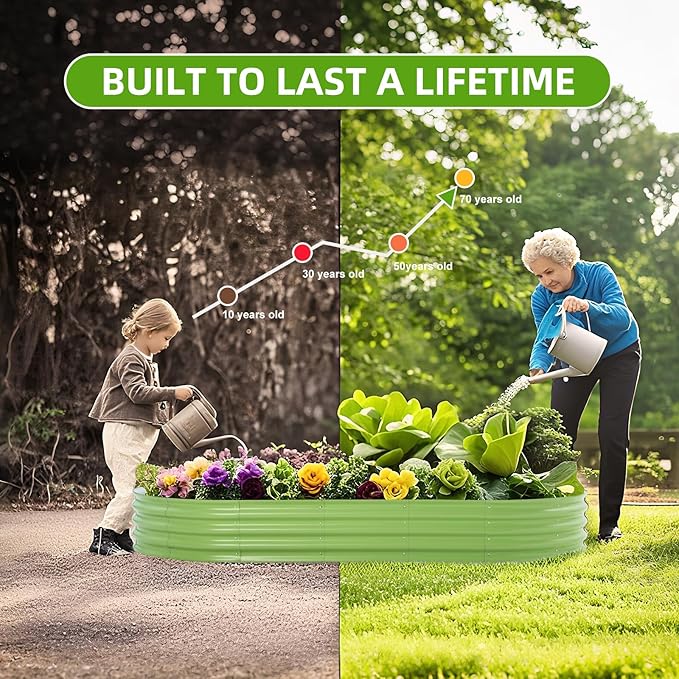 Galvanized Raised Garden Bed, 6x3x1 FT Thickening Planter Boxes Outdoor, Raised Beds for Gardening, Easy Assembly Large Garden Bed for Vegetables, Fruits, Flowers (2-Pack) AmazStove