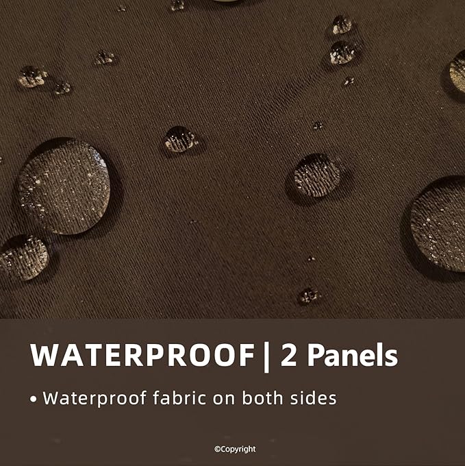 Waterproof Outdoor Curtain W52 x L84 - Grommet Top Sunlight Blocking Window Treatment Drapes Blackout Curtains for Home Bedroom Living Room Outdoor Patio Porch Pergola Cabana Gazebo (2 Panels) DivaenCamino