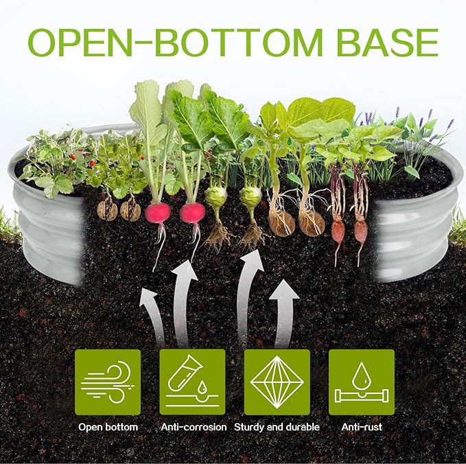 Gardmax 2 Pack Galvanized Raised Garden Bed, Lightweight Planter Boxes Outdoor with Easy Assembly, Large Garden Bed for Vegetables, Fruits, Flower Silver ChooseGardmaxforbetterlife