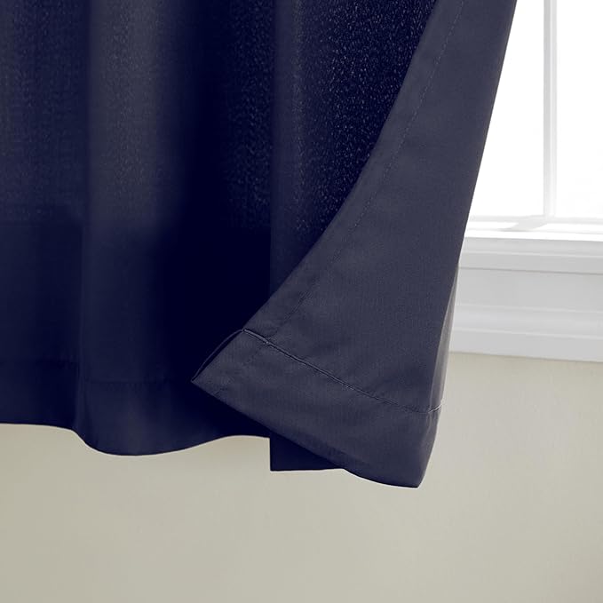 Town & Country Basics Cabana Solid Heavyweight Indoor Outdoor Curtains, Light Filtering Opacity with Grommet Top, Water Repellent, 2-Pack Set, 54"x63", Dark Navy TOWN+%26+COUNTRY+BASICS