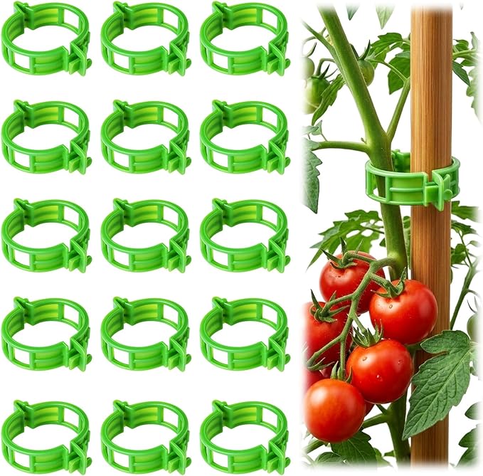 100pcs Tomato Clips for Climbing plants, Plastic Trellis Plant Support Clips for Garden, Reusable Clips for Supporting Grape Tomato Vine and Vegetables Plants to Grow Upright Makes Plants Healthier LOOHOI