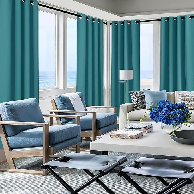NICETOWN Peacock Teal Outdoor Curtain for Patio Waterproof, Rustproof Grommet Thermal Insulated Privacy Shade for Balcony/Porch, Weatherproof Curtain for All Season, W52 x L72, 1 Panel NICETOWN