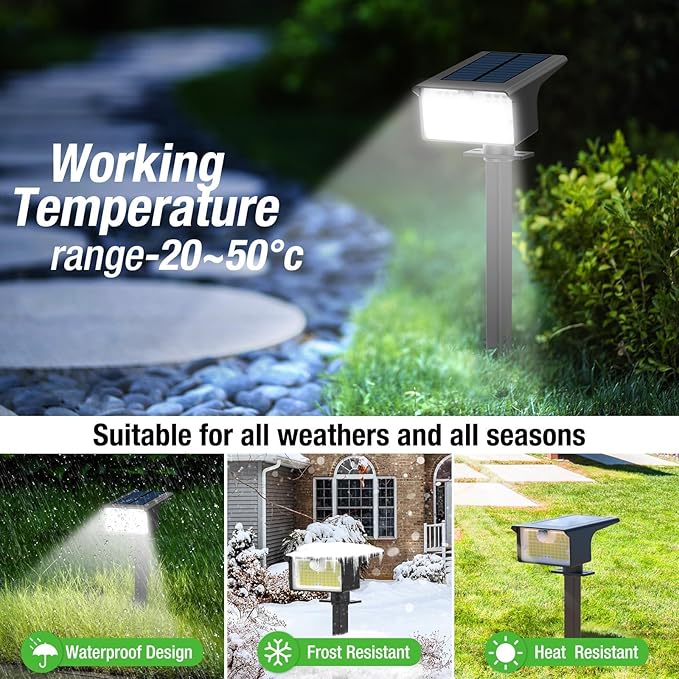 Nipify Solar Spot Lights Outdoor Motion Sensor, [6 Pack/62 LED]3 Modes Solar Landscape Spotlights Outdoor Waterproof, 2-in-1 Solar Lights Outdoor Wall Lights for Yard Garden Patio Pathway, Cool White Nipify