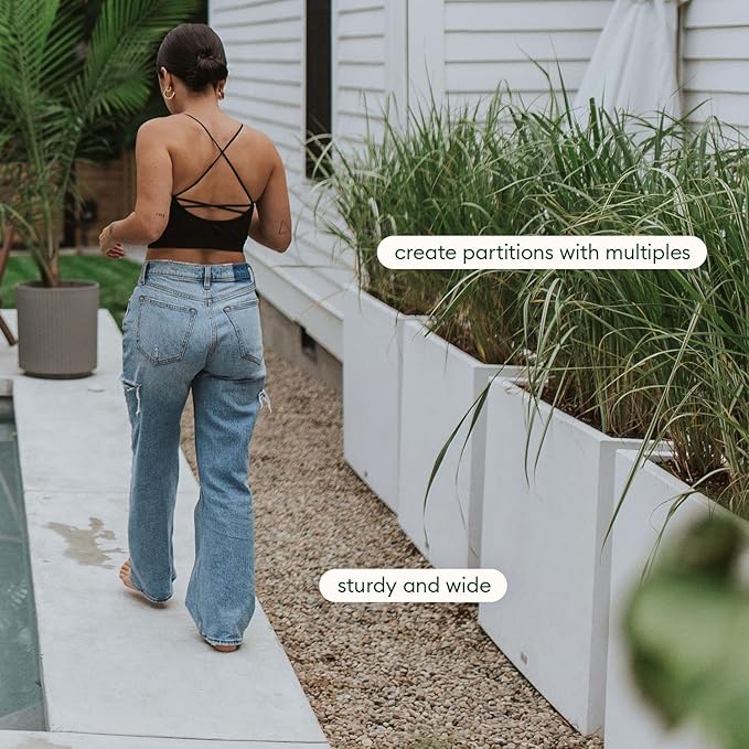 Veradek Span Plastic Box Series Planter - Tall Rectangular, White, All-Weather Resistant, Removable Insert Bucket, Modern Design, Indoor/Outdoor Use VeradekOutdoor