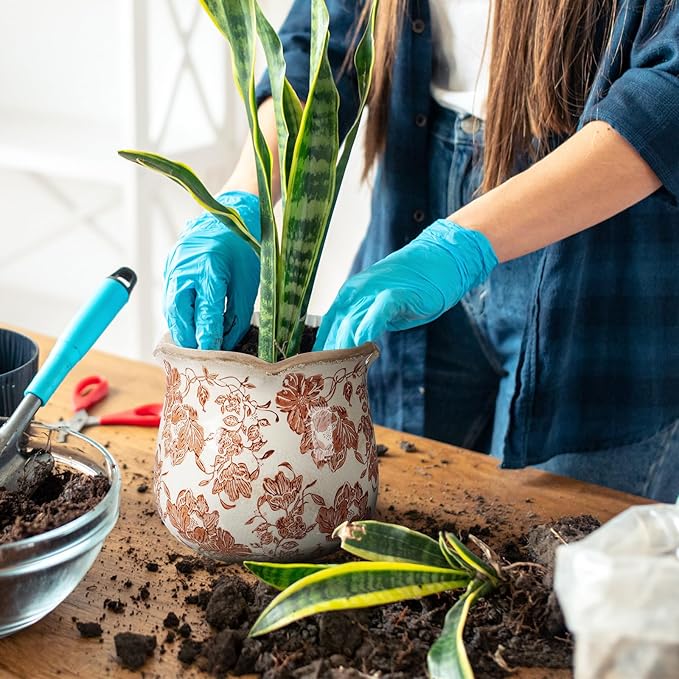 6 Inch Ceramic Plants Pots Vintage Ceramic Flower Planters Crackle Glaze Finish Flower Pots Decorative Floral Vintage Planters for Living Room Garden Home Decor Gifts(Fresh) Newtay