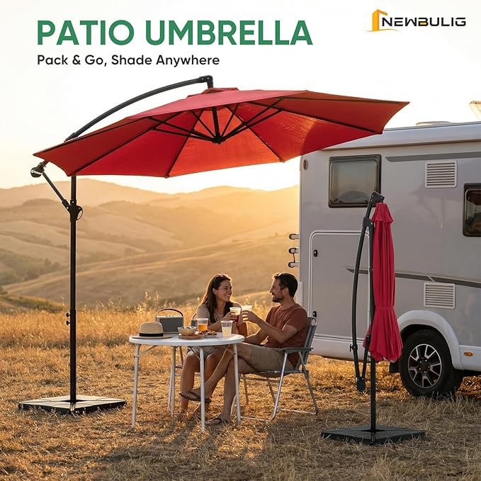 NEWBULIG 10FT Patio Umbrella, Offset Cantilever Outdoor Patio Table Umbrella, UV Protection, Fade Resistant Fabric, Easy Tilt Adjustment for Pool, Deck, Garden, Backyard NEWBULIG