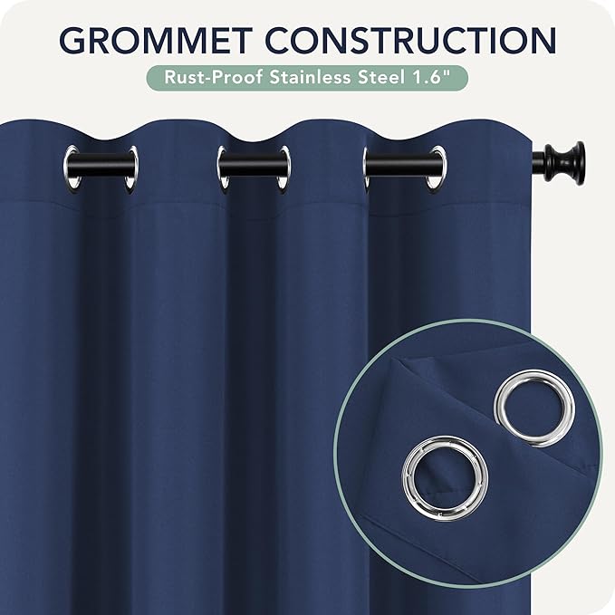 Outdoor Curtains for Patio Waterproof 6 Panels - Windproof, Privacy, Weatherproof Outside Drapes for Gazebo Pergola Porch, Grommet Top and Tab Bottom, 54x95 Inch, Navy RichSets