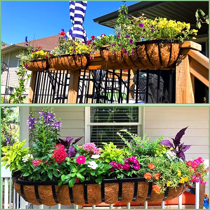 Coco Liners for Planters - 2 Pack 24 Inch Trough Coconut Liners for Planters, Window Box Coco Liners, 100% Natural Coconut Fiber Liners for Wall Hanging Basket, Window Box, Fence Baskets LCHUANG