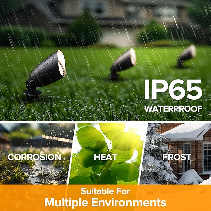 LUTEC 5CCT 12V Low Voltage Landscape Lighting Die-cast Aluminum Spot Lights with Connectors, IP65 Outdoor Landscape Spotlights, 7W 650LM for Tree Garden, 8 Pack (No Transformer Kits) LUTEC