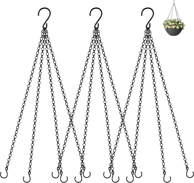 garini 3 Pack, 23 Inch Hanging Baskets Chain, Hanging Chains with Hooks Flower Pot Chain Replacement Plant Hangers for Planters, Bird Feeders and Lanterns(Black)… garini