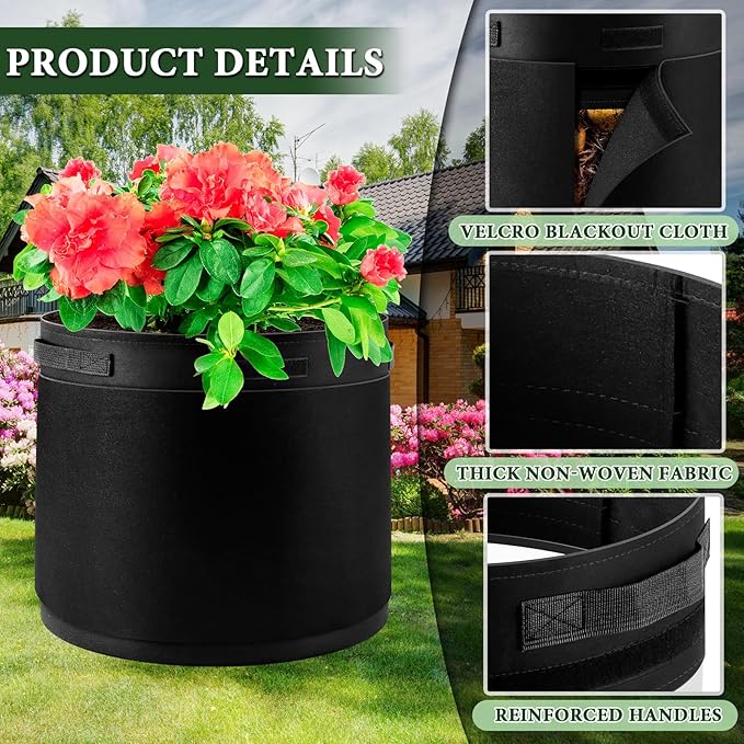 3 Pack 20 Gallon 360° Visibility Potato Grow Bags with Shading Flap, Plant Grow Bags for Growing Potatoes Heavy Duty Thickened Nonwoven Fabric Gardening Vegetable Growing Bags with Harvest Window WelcometoUJG%EF%BC%81