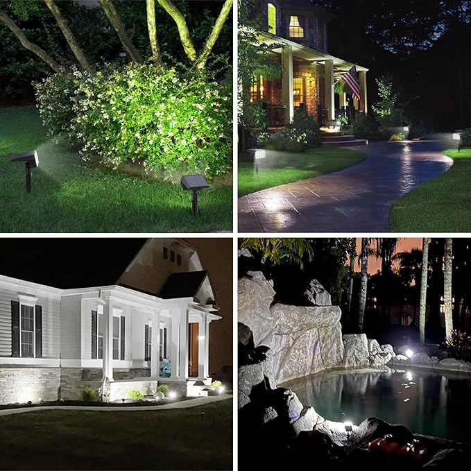 WELALO Solar Spot Lights Outdoor, [10 Pack/52 LED/3 Modes] Solar Landscape Spotlights, Solar Powered Security Lights, IP68 Waterproof Wall Lights for Outsides Walkway Yard Garden Driveway(Cool White) WELALO
