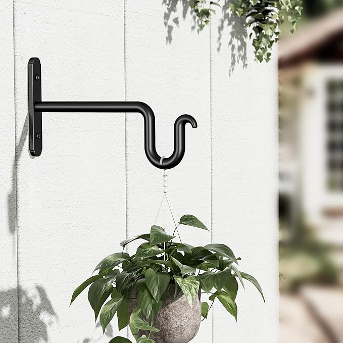 6 Inch Hanging Plant Brackets - 2 Pack Plant Hook for Hanging Plants, Plant Hanger for Hanging Bird Feeders, Flower Baskets, Wind Chimes, Lanterns, Indoor or Outdoor. Rootora