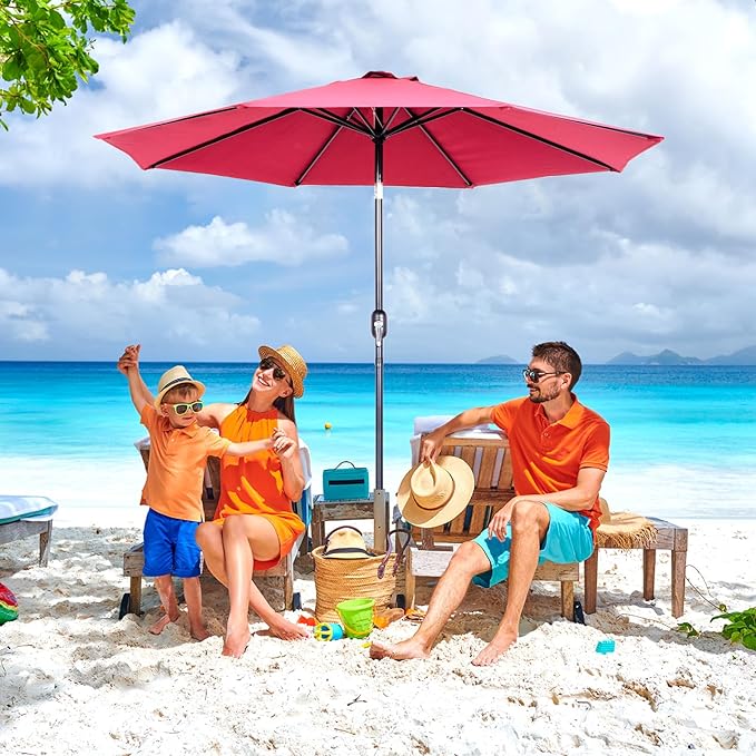 Backyard Expressions 9 ft. Patio Umbrella, Market Table Umbrella w/Tilt and Crank, 8 Ribs BackyardExpressions