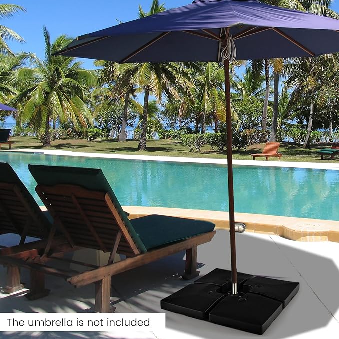 Tangkula 4-Piece 20L Cantilever Offset Patio Umbrella Base, 284 Lbs Heavy-Duty Water & Sand Filled Umbrella Stand, Square Weighted Plate Set with Easy-Fill Spouts, Black TANGKULA