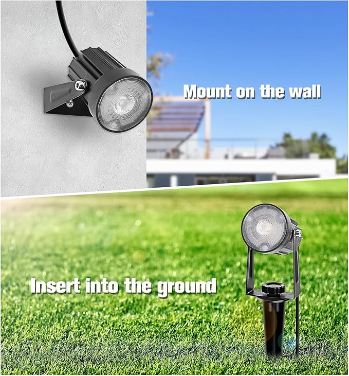 APONUO Christmas Solar Spot Lights Outdoor Color Changing,2 Colors Modes Metal Solar Landscape Lighting RGB Spotlights Waterproof 6-in-1 Wall Lamp for Patio, Pathway, Yard, Garden, Holiday Decoration APONUO