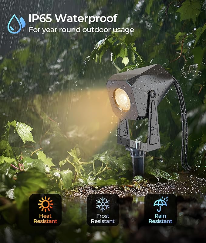 Outdoor Landscape Lighting, 4 Pack Outdoor Spotlights, LED Landscape Lights for House Yard Garden Lawn Tree Fence Plant Flags Pathway, 12V 2700K Warm White, IP65 Waterproof DeckTokLight