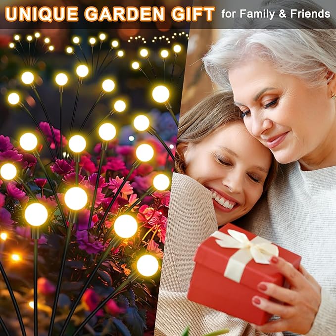 Solar Garden Lights Outdoor, 10 Pack 60LED Waterproof Solar Powered Lights for Yard Pathway Patio, Swaying Lawn Decor as Gardening Gifts for Women Holiday NBQQ