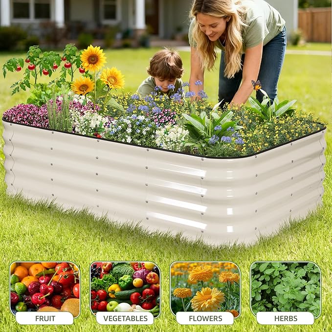 GoCampDriect 4 in 1 Raised Garden Bed - 5x3x1.4ft Galvanized Raised Garden Boxes Outdoor Corrosion Resistant | Variable Shape 6x2x1.4ft Metal Raised Garden Beds for Planting Vegetable, Fruits,Flower GoCampDirect