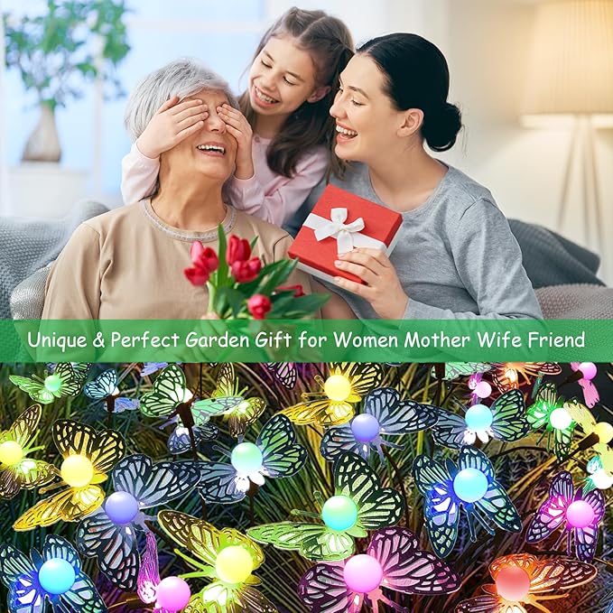 Solar Garden Butterfly Lights, 4 Pack 48 LED Solar Swaying Lights, 7 Color Changing Waterproof Firefly Light Outdoor Fairy Light for Garden Patio Yard Pathway Flower Bed Decoration MRHEPHAESTUS