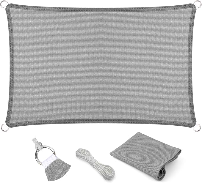 Eden's Decor Straight Flat-Edged Sun Shade Sail Rectangular 4' x 19' Grey UV-Blocking Outdoor Canopy Fabric Cloth Awning for Pergola Patio Garden Backyard Custom Size EdensDecorInc