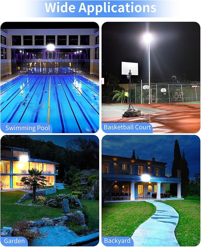 120W LED Flood Light Outdoor with Plug, 14400Lm Super Brighter Security Lights with 5ft Wire, IP66 Waterproof LED Work Light, 5000K Daylight White Exterior Floodlights for Yard Garage Stadium(2 Pack) ISUERFY-BornforGlowParty
