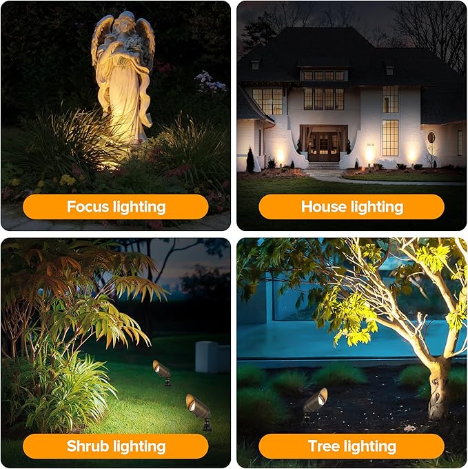LUTEC Solid Brass Low Voltage Landscape Lighting, 12V Heavy Duty Waterproof Landscape Spotlights, Adjustable Bronze Uplights Outdoor Fixtures for Garden Yard Pathway Tree Without Bulb, 6 Pack LUTEC
