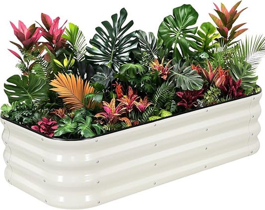 1MORE Raised Garden Bed - 4X2X1 Galvanized Planter Box for Outdoor Gardening and Planting, Ideal for Vegetables and Plants.White-1Pcak 1MORE