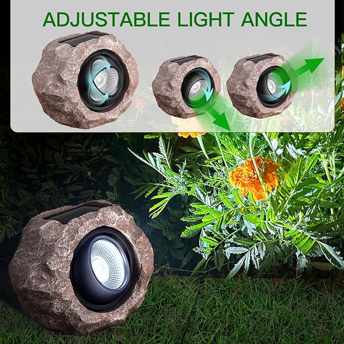 Timeflies Solar Rock Lights Outdoor 1 Pack, Bright Solar Spotlights Outdoor Waterproof, Wireless LED Rock Lights, Auto On/Off Solar Landscape Spotlights for Yard Walkway Patio Pathway Flowerbed Timeflies