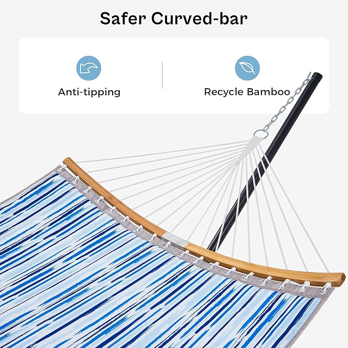 SUPERJARE Hammock with Stand, 2 Person Heavy Duty Hammock Frame, Detachable Pillow & Strong Curved-Bar & Portable Carrying Bag, Perfect for Outdoor & Indoor - Graffiti Blue SUPERJARE