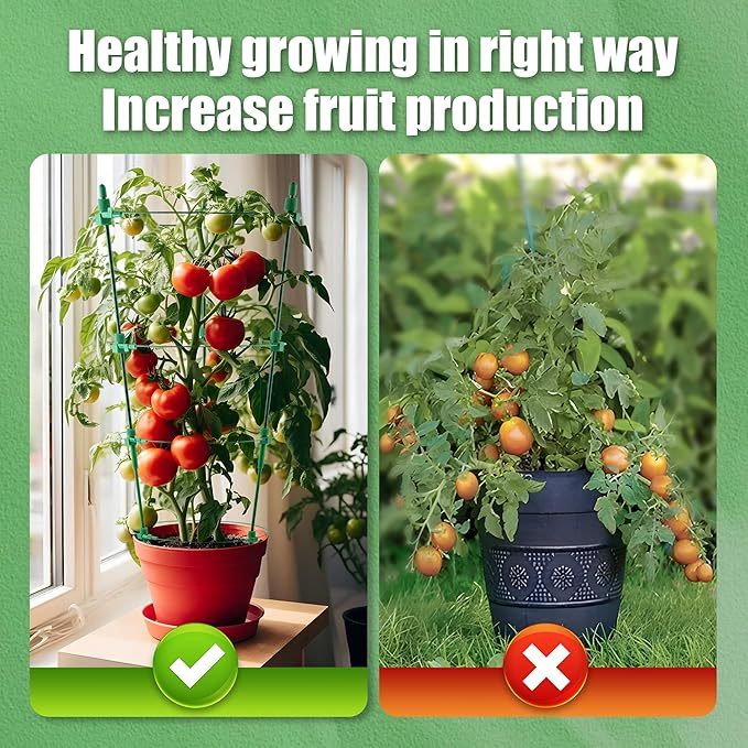 4 Pack Adjustable Tomato Cages, 36 Inch Plant Support Garden Trellis for Tomatoes, Cucumbers, Vegetables, Flowers, Roses & Climbing Vines – 4 Adjustable Rings for Sturdy Growth Anothera