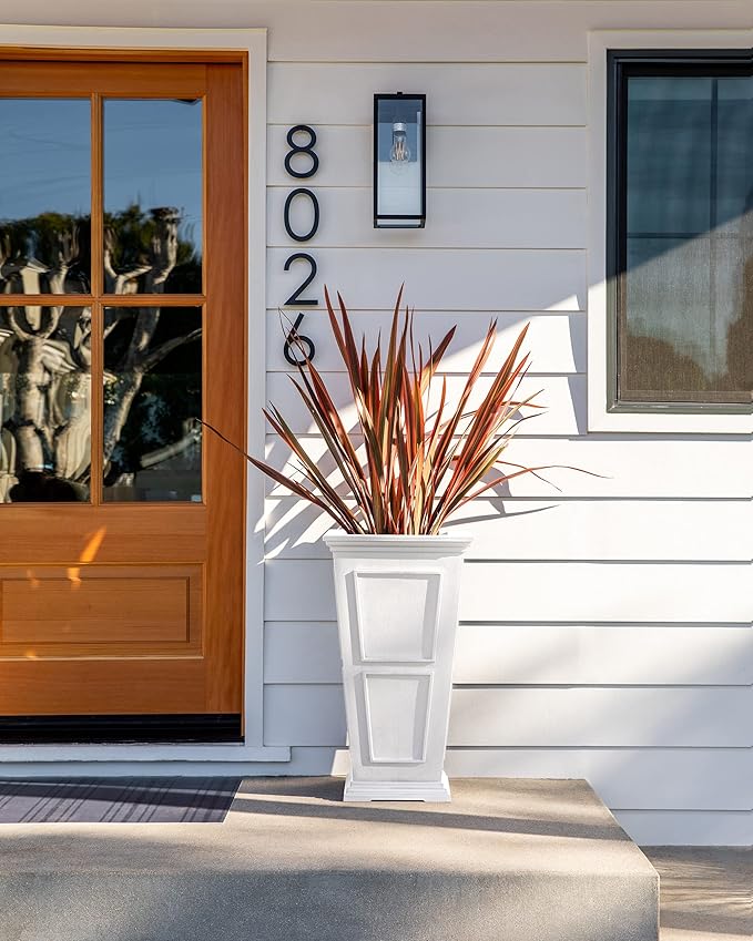 Veradek Fairmont Tall Plastic Planter - Large Outdoor Planter for Front Porch | Crack Resistant All-Weather Use | Classic Estate Design for Tall Plants, Flowers, Trees VeradekOutdoor