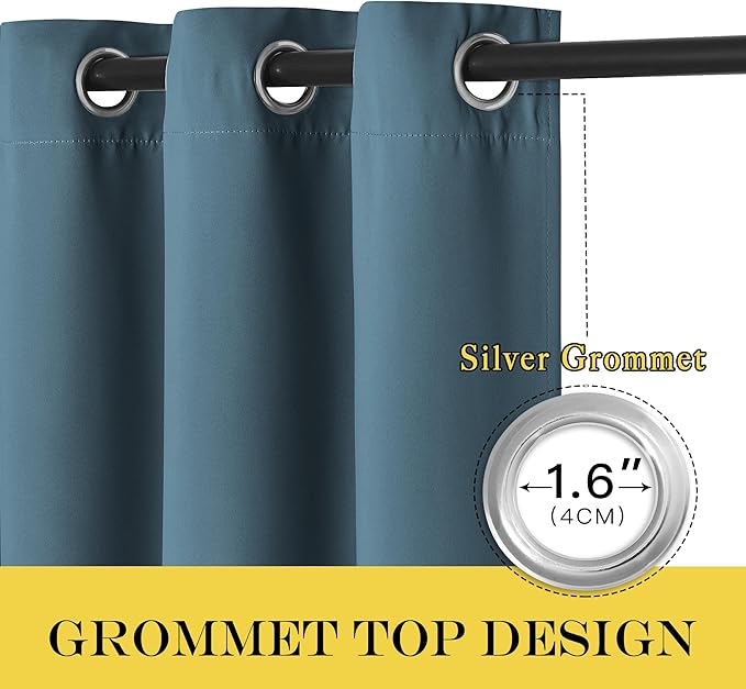 NICETOWN Room Darkening Curtain for Living Room - Energy Saving Thermal Insulated Grommet Room Darkening Curtain/Drape for Bedroom (1 Panel, 46 by 72, Smoky Blue) NICETOWN