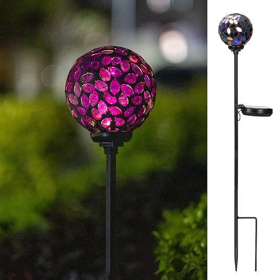 VCUTEKA Solar Lights Outdoor Decorative - Mosaic Solar Garden Light Waterproof LED Pathway Stake Light for Landscape Lawn Patio Yard Decoration, 1 Pack VCUTEKA