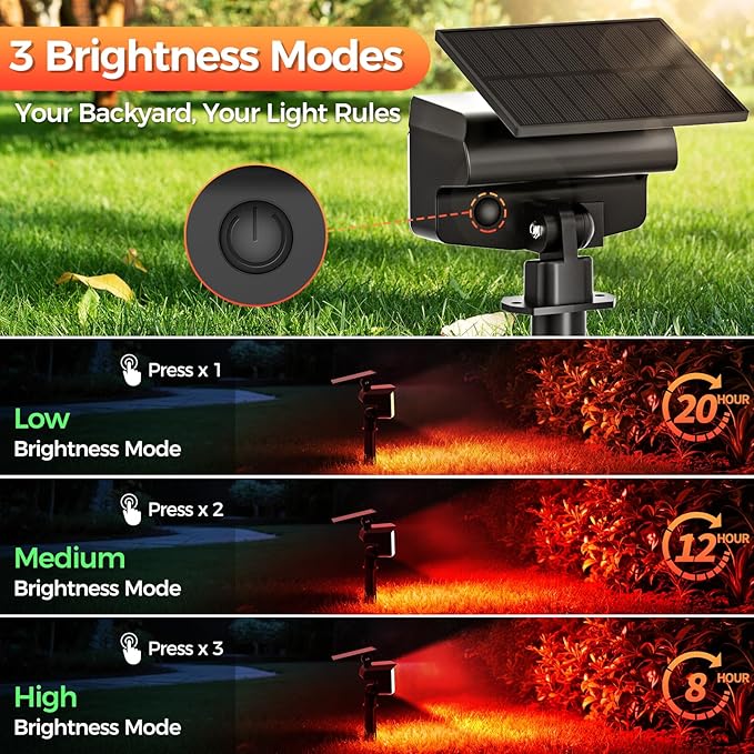 Solar Lights Outdoor Color Changing, 85 LEDs 9 Lighting Modes RGB Solar Outdoor Lights, IP67 Waterproof Multicolor Landscape Spotlights for Halloween Holiday Decorations (2 Pack) FratinkSolarLights