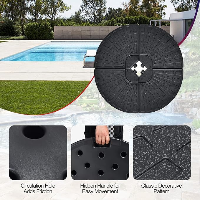Tangkula 4 Pieces 185lbs Cantilever Offset Patio Umbrella Base, Water & Sand Filled Heavy Duty Outdoor Umbrella Stand, Fan-Shaped Umbrella Base Weights Plate Set with Easy to Fill Spouts TANGKULA