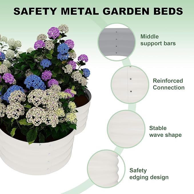 Garvee 2 Pack Galvanized Raised Garden Bed, Outdoor Planter Box with Open Base for Herbs, Veggies & Flowers. Rust-Resistant Raised Garden Beds, Ground-Connected Design for Deep Root Growth Garvee