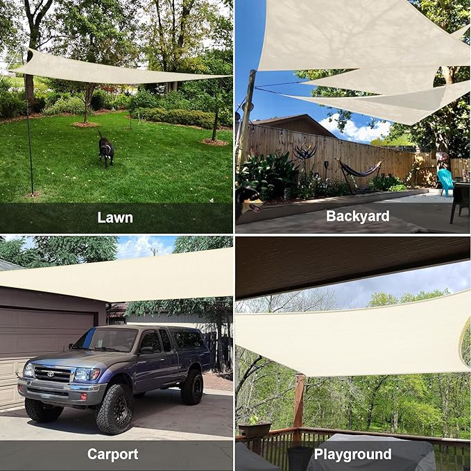 SUNLAX Sun Shade Sail 10' x 13' Butter Cream Rectangle Canopy Sail Shade Cover UV Block Permeable Sunshade Outdoor for Patio Backyard (We Make Custom Size) SUNLAX
