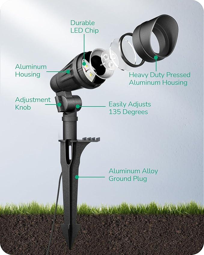 EDISHINE Low Voltage Landscape Lights, 3.2W 12V ACDC 240LM Low Voltage Spotlight, CRI 80 & Beam Angle 35°, 3000K, Aluminum Housing Outdoor Landscape Lighting for Trees, Yard, Garden, Houese 8 Pack EDISHINE